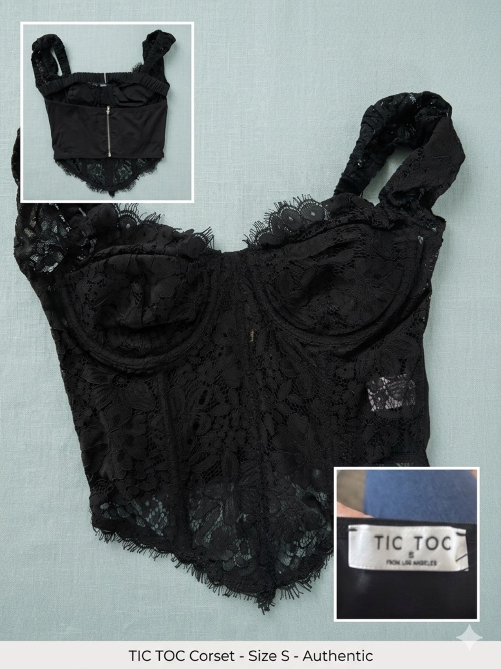 TIC TOC Black Lace Corset Camisole Top